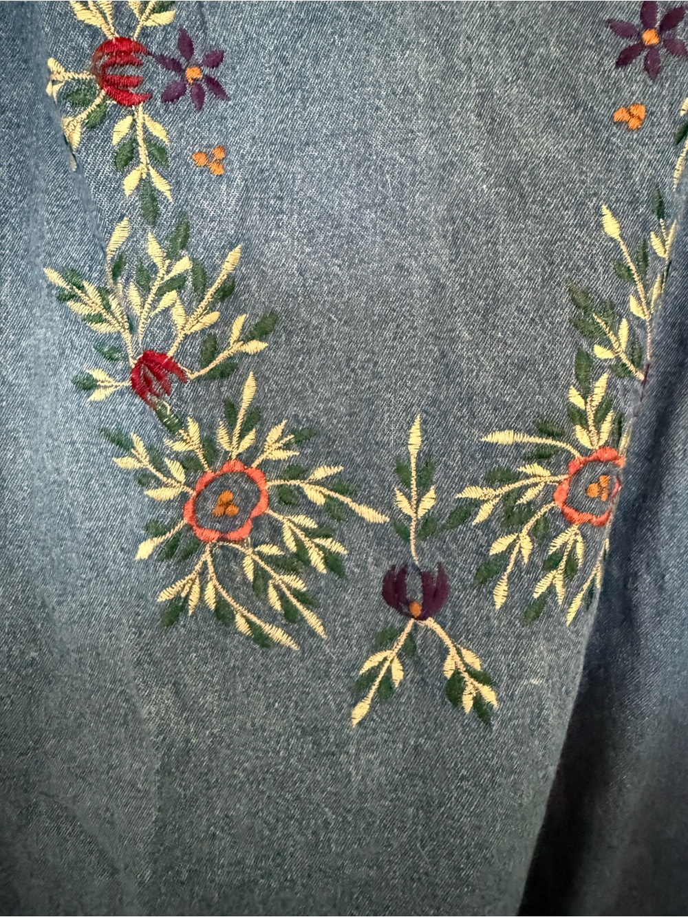 dressbarn Blue Embroidered Peasant Blouse - Picture 3 of 3